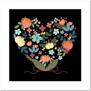 Floral Heart Posters and Art